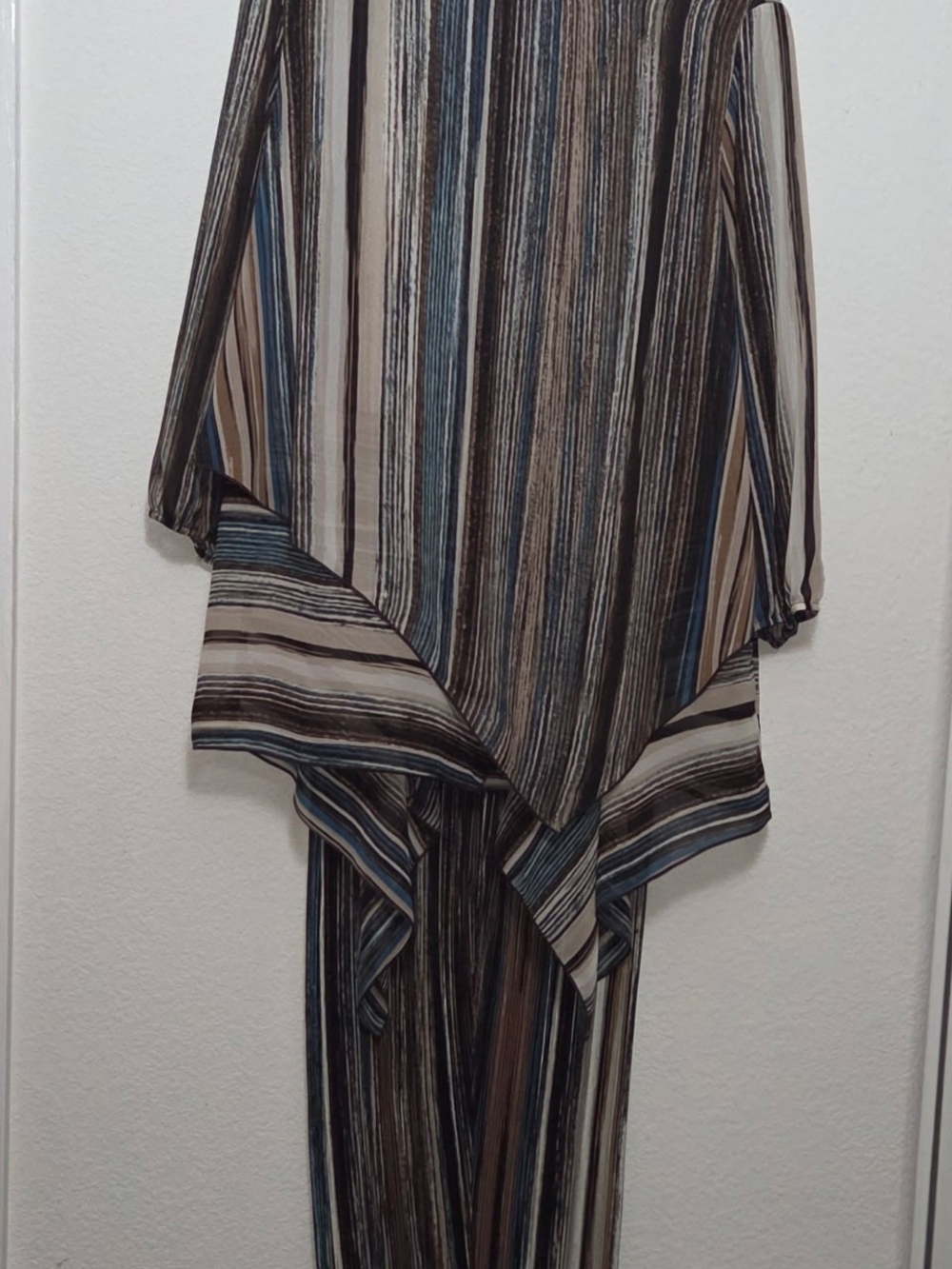 Chico's Vertical Stripe Wide-Leg Jumpsuit - Blue, Black & Cream